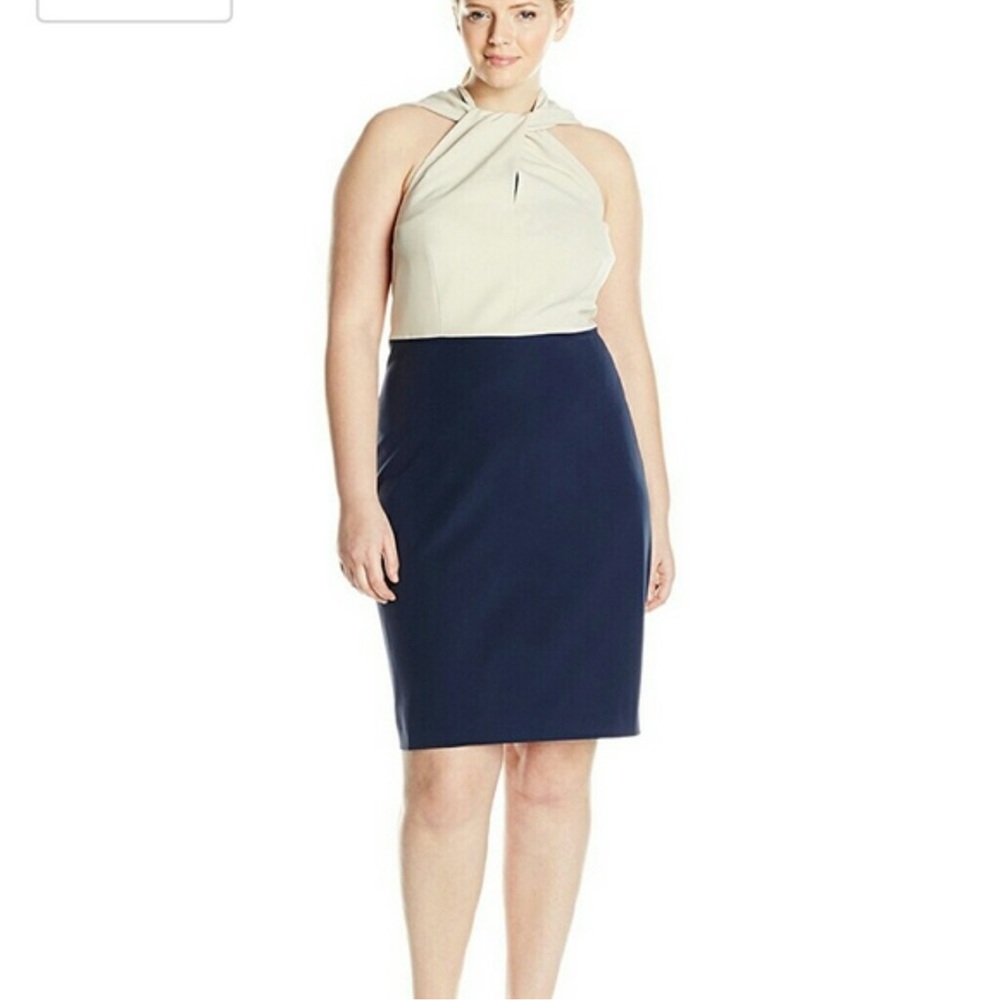 NWT Mynt 1792 Knotted Neck Cream & Black Dress Size 18W